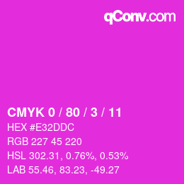 Code couleur: CMYK 0 / 80 / 3 / 11 | qconv.com