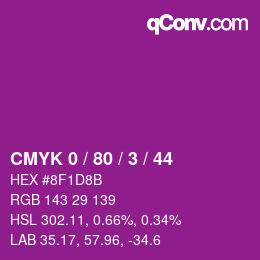 颜色代码: CMYK 0 / 80 / 3 / 44 | qconv.com