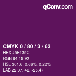 Color code: CMYK 0 / 80 / 3 / 63 | qconv.com