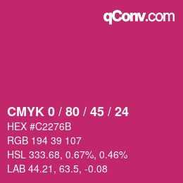 カラーコード: CMYK 0 / 80 / 45 / 24 | qconv.com