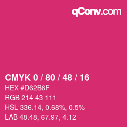 颜色代码: CMYK 0 / 80 / 48 / 16 | qconv.com