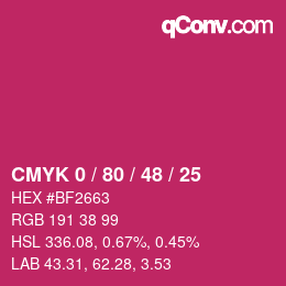 颜色代码: CMYK 0 / 80 / 48 / 25 | qconv.com
