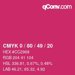 颜色代码: CMYK 0 / 80 / 49 / 20 | qconv.com