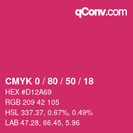 Farbcode: CMYK 0 / 80 / 50 / 18 | qconv.com