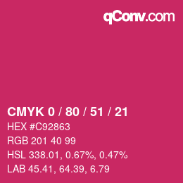 Farbcode: CMYK 0 / 80 / 51 / 21 | qconv.com