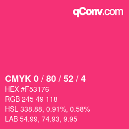 颜色代码: CMYK 0 / 80 / 52 / 4 | qconv.com