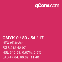 Color code: CMYK 0 / 80 / 54 / 17 | qconv.com