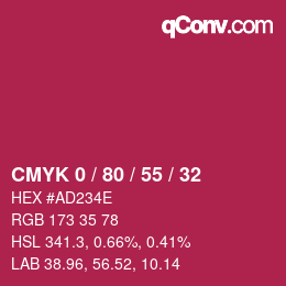 カラーコード: CMYK 0 / 80 / 55 / 32 | qconv.com