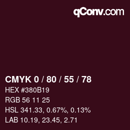 Color code: CMYK 0 / 80 / 55 / 78 | qconv.com
