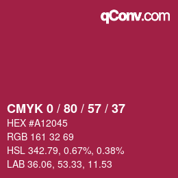カラーコード: CMYK 0 / 80 / 57 / 37 | qconv.com