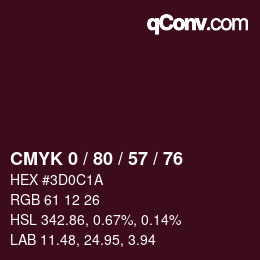 颜色代码: CMYK 0 / 80 / 57 / 76 | qconv.com