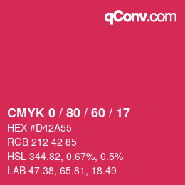カラーコード: CMYK 0 / 80 / 60 / 17 | qconv.com