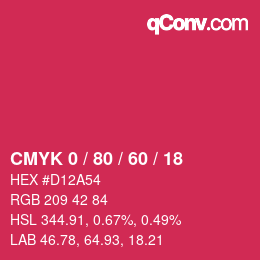 カラーコード: CMYK 0 / 80 / 60 / 18 | qconv.com