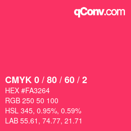 カラーコード: CMYK 0 / 80 / 60 / 2 | qconv.com