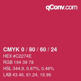 カラーコード: CMYK 0 / 80 / 60 / 24 | qconv.com