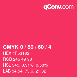 カラーコード: CMYK 0 / 80 / 60 / 4 | qconv.com