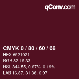 颜色代码: CMYK 0 / 80 / 60 / 68 | qconv.com