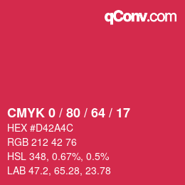 Color code: CMYK 0 / 80 / 64 / 17 | qconv.com