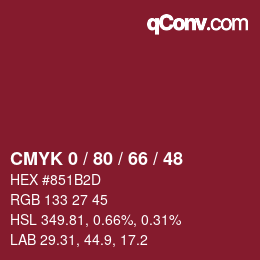 Color code: CMYK 0 / 80 / 66 / 48 | qconv.com