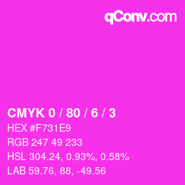 カラーコード: CMYK 0 / 80 / 6 / 3 | qconv.com