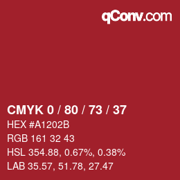 Color code: CMYK 0 / 80 / 73 / 37 | qconv.com