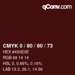 Farbcode: CMYK 0 / 80 / 80 / 73 | qconv.com