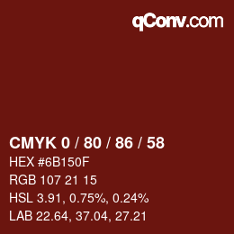 カラーコード: CMYK 0 / 80 / 86 / 58 | qconv.com