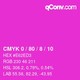 カラーコード: CMYK 0 / 80 / 8 / 10 | qconv.com