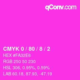 カラーコード: CMYK 0 / 80 / 8 / 2 | qconv.com