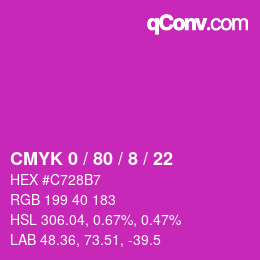 Color code: CMYK 0 / 80 / 8 / 22 | qconv.com