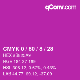 Color code: CMYK 0 / 80 / 8 / 28 | qconv.com