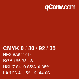 Color code: CMYK 0 / 80 / 92 / 35 | qconv.com