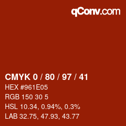 Código de color: CMYK 0 / 80 / 97 / 41 | qconv.com