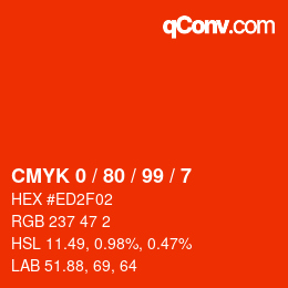 颜色代码: CMYK 0 / 80 / 99 / 7 | qconv.com