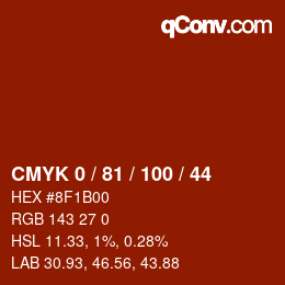颜色代码: CMYK 0 / 81 / 100 / 44 | qconv.com