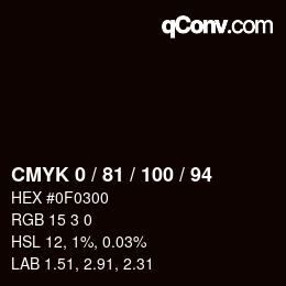 颜色代码: CMYK 0 / 81 / 100 / 94 | qconv.com