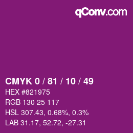 Color code: CMYK 0 / 81 / 10 / 49 | qconv.com