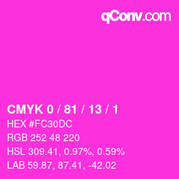 カラーコード: CMYK 0 / 81 / 13 / 1 | qconv.com