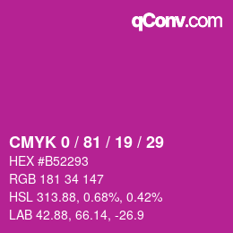 Color code: CMYK 0 / 81 / 19 / 29 | qconv.com