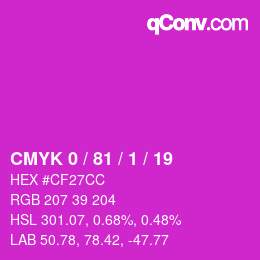 カラーコード: CMYK 0 / 81 / 1 / 19 | qconv.com