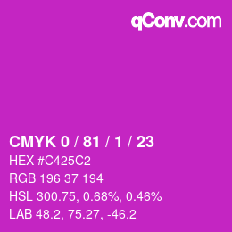 Color code: CMYK 0 / 81 / 1 / 23 | qconv.com