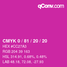 カラーコード: CMYK 0 / 81 / 20 / 20 | qconv.com