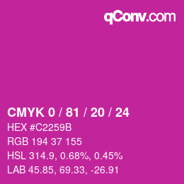 Color code: CMYK 0 / 81 / 20 / 24 | qconv.com