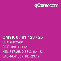 Color code: CMYK 0 / 81 / 23 / 26 | qconv.com