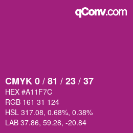 カラーコード: CMYK 0 / 81 / 23 / 37 | qconv.com