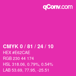 カラーコード: CMYK 0 / 81 / 24 / 10 | qconv.com