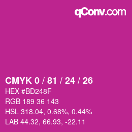颜色代码: CMYK 0 / 81 / 24 / 26 | qconv.com