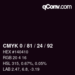 カラーコード: CMYK 0 / 81 / 24 / 92 | qconv.com