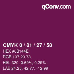 Farbcode: CMYK 0 / 81 / 27 / 58 | qconv.com