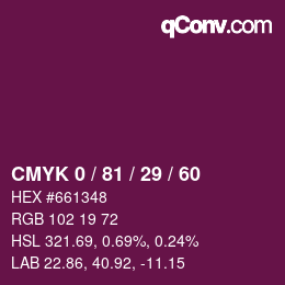 颜色代码: CMYK 0 / 81 / 29 / 60 | qconv.com